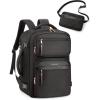 BAGSMART Womens Backpack Carry On Flight Approved, Travel Backpack for Women with Waist Bag, Traveling Lightweight Weekender Casual Daypack 17.3″ Laptop Work Back pack Personal Item Travel Bag, Black(Black)