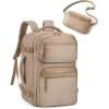 BAGSMART Womens Backpack Carry On Flight Approved, Travel Backpack for Women with Waist Bag, Traveling Lightweight Weekender Casual Daypack 17.3″ Laptop Work Back pack Personal Item Travel Bag, Black(Champagne)