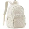 BAGSMAT Womens Backpack Travel Laptop Backpack for Women, Quilted College Laptop Bookbag, Work Back Pack for Women, Cute Computer Water-Resistant Casual Daypack, Puffer Black(08-beige)