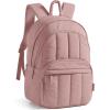 BAGSMAT Womens Backpack Travel Laptop Backpack for Women, Quilted College Laptop Bookbag, Work Back Pack for Women, Cute Computer Water-Resistant Casual Daypack, Puffer Black(11-dark Pink)