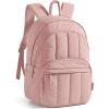 BAGSMAT Womens Backpack Travel Laptop Backpack for Women, Quilted College Laptop Bookbag, Work Back Pack for Women, Cute Computer Water-Resistant Casual Daypack, Puffer Black(13-pink)