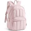 BAGSMAT Womens Backpack Travel Laptop Backpack for Women, Quilted College Laptop Bookbag, Work Back Pack for Women, Cute Computer Water-Resistant Casual Daypack, Puffer Black(05-soft Pink)