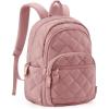 BAGSMAT Womens Backpack Travel Laptop Backpack for Women, Quilted College Laptop Bookbag, Work Back Pack for Women, Cute Computer Water-Resistant Casual Daypack, Puffer Black(12-dark Pink)