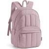 BAGSMAT Womens Backpack Travel Laptop Backpack for Women, Quilted College Laptop Bookbag, Work Back Pack for Women, Cute Computer Water-Resistant Casual Daypack, Puffer Black(09-rose Purple)