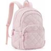 BAGSMAT Womens Backpack Travel Laptop Backpack for Women, Quilted College Laptop Bookbag, Work Back Pack for Women, Cute Computer Water-Resistant Casual Daypack, Puffer Black(06-soft Pink)