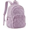 BAGSMAT Womens Backpack Travel Laptop Backpack for Women, Quilted College Laptop Bookbag, Work Back Pack for Women, Cute Computer Water-Resistant Casual Daypack, Puffer Black(10-rose Purple)