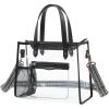 Missnine Clear Bag for Stadium Events Thick PVC Clear Tote Bag for Women with Guitar Strap for Sports Concert Beach(Adjustable Strap-black)