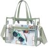 Missnine Clear Bag for Stadium Events Thick PVC Clear Tote Bag for Women with Guitar Strap for Sports Concert Beach(Adjustable Strap-green)