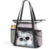 Missnine Clear Bag for Stadium Events Thick PVC Clear Tote Bag for Women with Guitar Strap for Sports Concert Beach(Classic Handles-black)
