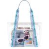 Missnine Clear Bag for Stadium Events Thick PVC Clear Tote Bag for Women with Guitar Strap for Sports Concert Beach(Jacquard Handles-white)