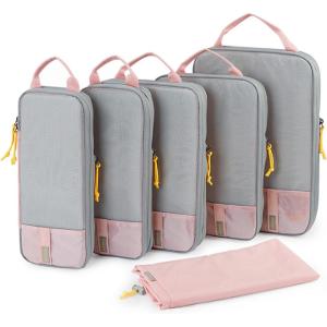 BAGSMART 6 Set /4 Set/2 Set Compression Packing Cubes for Travel, Lightweight Luggage Organizer Bags, Durable Space Saver Bags Travel Essentials(Baby Pink)