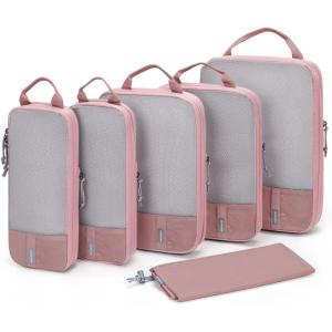 BAGSMART 6 Set /4 Set/2 Set Compression Packing Cubes for Travel, Lightweight Luggage Organizer Bags, Durable Space Saver Bags Travel Essentials(Brier Rose)