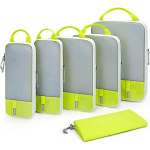 BAGSMART 6 Set /4 Set/2 Set Compression Packing Cubes for Travel, Lightweight Luggage Organizer Bags, Durable Space Saver Bags Travel Essentials(Highlight Yellow)