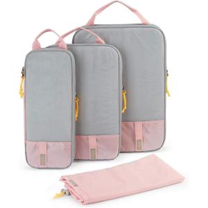 BAGSMART 6 Set /4 Set/2 Set Compression Packing Cubes for Travel, Lightweight Luggage Organizer Bags, Durable Space Saver Bags Travel Essentials(Pink)