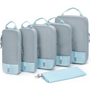 BAGSMART 6 Set /4 Set/2 Set Compression Packing Cubes for Travel, Lightweight Luggage Organizer Bags, Durable Space Saver Bags Travel Essentials(Starlight Bluen)