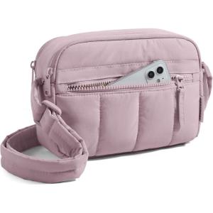 BAGSMART Anti Theft Crossbody Bags for Women Travel Purse, Medium Quilted Puffy cross body bag, Handbags Shoulder Purses, Baby Pink-medium(Purple)