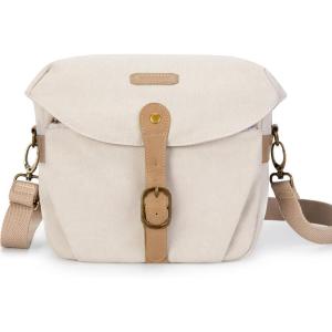 BAGSMART Camera Bag, SLR DSLR Canvas Crossbody Camera Case, Compact Camera Shoulder Bag with Rain Cover for Women and Men, Black(02-Ivory White)