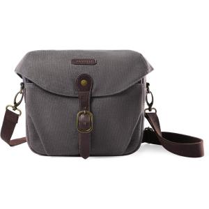 BAGSMART Camera Bag, SLR DSLR Canvas Crossbody Camera Case, Compact Camera Shoulder Bag with Rain Cover for Women and Men, Black(03-Gray)