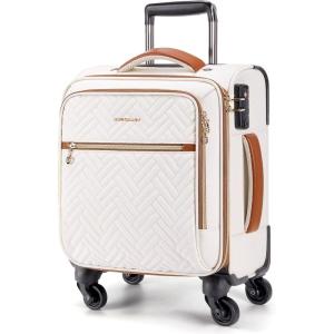 BAGSMART Carry On Luggage 20 Inch,Softside Expandable Suitcase with Spinner Wheels, Luggage 22x14x9 Airline Approved Rolling Lightweight Suitcases for Women Men, Compact Carry-On (Black)(Underseat-Beige)