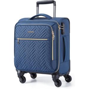BAGSMART Carry On Luggage 20 Inch,Softside Expandable Suitcase with Spinner Wheels, Luggage 22x14x9 Airline Approved Rolling Lightweight Suitcases for Women Men, Compact Carry-On (Black)(Underseat-Dark Blue)