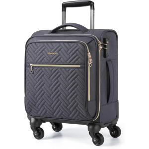 BAGSMART Carry On Luggage 20 Inch,Softside Expandable Suitcase with Spinner Wheels, Luggage 22x14x9 Airline Approved Rolling Lightweight Suitcases for Women Men, Compact Carry-On (Black)(Underseat-Grey)