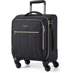 BAGSMART Carry On Luggage 20 Inch,Softside Expandable Suitcase with Spinner Wheels, Luggage 22x14x9 Airline Approved Rolling Lightweight Suitcases for Women Men, Compact Carry-On (Black)(Underseat-Black)