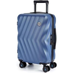 BAGSMART Carry On Luggage 22x14x9 Airline Approved, PC Hardside Suitcase, 20 Inch Carryon with Spinner Wheels, Travel Luggage Lightweight Rolling Suitcases for Men Women (Purple)(03- Navy Blue)