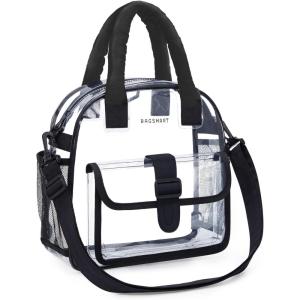 BAGSMART Clear Bag for Stadium Events 12 x 6 x12, Clear Crossbody Bag Tote Bag for Women for Travel, Festival(Black)