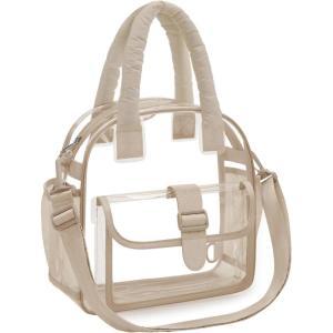 BAGSMART Clear Bag for Stadium Events 12 x 6 x12, Clear Crossbody Bag Tote Bag for Women for Travel, Festival(Brown)