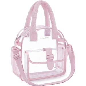 BAGSMART Clear Bag for Stadium Events 12 x 6 x12, Clear Crossbody Bag Tote Bag for Women for Travel, Festival(Pink)