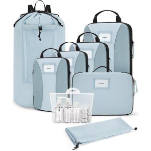 BAGSMART Compression Packing Cubes, 6 PCS Packing Cubes for Suitcases, Travel Bags Organizer for Luggage, Lightweight Packing Cube for Travel Essentials(Blue)