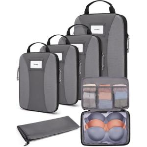 BAGSMART Compression Packing Cubes, 6 PCS Packing Cubes for Suitcases, Travel Bags Organizer for Luggage, Lightweight Packing Cube for Travel Essentials(Grey)