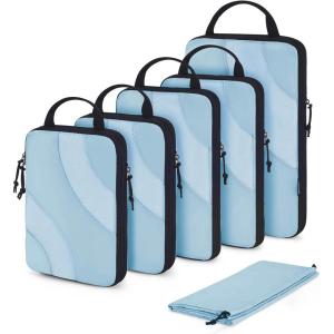 BAGSMART Compression Packing Cubes, 6 Set/4 Set/2 Set Travel Packing Cubes for Carry on Suitcases, Compression Suitcase Organizers Bag Set & Travel Cubes for Luggage, Lightweight Packing Organizers(04-Sky Blue)