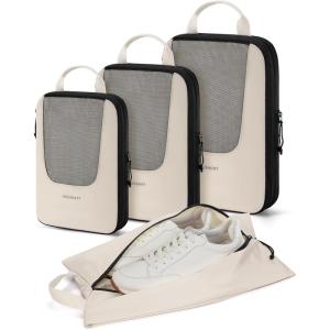 BAGSMART Compression Packing Cubes for Travel, 6 Set/5 Set/4 Set, Compression Suitcase Organizer Bags Set for Suitcases Travel Essentials, Lightweight Packing Organizers(03-Beige)