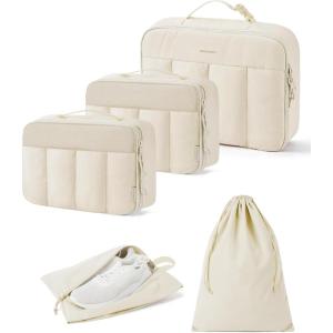 BAGSMART Compression Packing Cubes for Travel, 6 Set/5 Set/4 Set, Compression Suitcase Organizer Bags Set for Suitcases Travel Essentials, Lightweight Packing Organizers(03-White Opal)