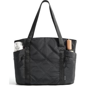 BAGSMART Crush Tote Bag for Women, 20L Puffer Work Tote with Zipper, Travel Essentials Quilted Nurse Hospital Bag(Charcoal)