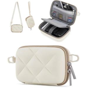 BAGSMART Digital Camera Case, Protective Puffy Camera Case with 2 Carrying Ways, Lightweight & Waterproof Small Camera Bag for Canon PowerShot G7X Mark II/III/Sony DSCW800/DSCW830 – Beige(Beige)
