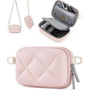 BAGSMART Digital Camera Case, Protective Puffy Camera Case with 2 Carrying Ways, Lightweight & Waterproof Small Camera Bag for Canon PowerShot G7X Mark II/III/Sony DSCW800/DSCW830 – Beige(Pink)