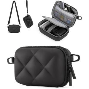 BAGSMART Digital Camera Case, Protective Puffy Camera Case with 2 Carrying Ways, Lightweight & Waterproof Small Camera Bag for Canon PowerShot G7X Mark II/III/Sony DSCW800/DSCW830 – Beige(Black)