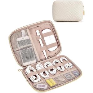 BAGSMART Electronics Organizer Case, Cord & Cable Organizer, Tech Travel Essentials, Women’s Black Accessory(C-Beige)