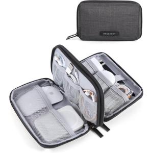 BAGSMART Electronics Organizer Travel Case, Cable Charger Cord Tech Organizer Pouch for Phone Charger Accessories, Black(A-Black)