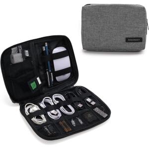 BAGSMART Electronics Organizer Travel Case, Small Cord Bag, Tech Organizer as Travel Accessories for Men Women, Cable Essentials for Phone, SD Card, Black(Grey)
