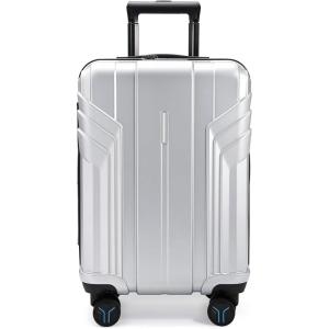 BAGSMART Expandable Carry On Luggage 22x14x9 Airline Approved, 1OO% PC Lightweight Hard Shell Suitcase, 20 Inch Travel Luggage with Spinner Wheels, Waterproof Rolling Suitcase, Black(Sliver)