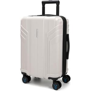 BAGSMART Expandable Carry On Luggage 22x14x9 Airline Approved, 1OO% PC Lightweight Hard Shell Suitcase, 20 Inch Travel Luggage with Spinner Wheels, Waterproof Rolling Suitcase, Black(White)
