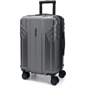 BAGSMART Expandable Carry On Luggage 22x14x9 Airline Approved, 1OO% PC Lightweight Hard Shell Suitcase, 20 Inch Travel Luggage with Spinner Wheels, Waterproof Rolling Suitcase, Black(Silver Gray)