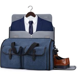 BAGSMART Garment Bags for Travel, Convertible Garment Duffle Bag Suit Bags for Men Women, 2 in 1 Garment Bags for Hanging Clothes, Carry On Duffle Bag with Shoe Compartment, Black(Blue)