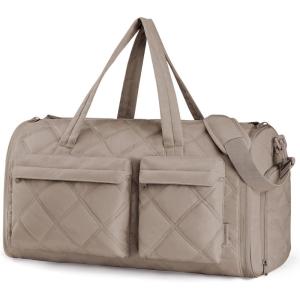 BAGSMART Garment Duffel Bag, Convertible 2-in-1 Puffy Water-Resistant Carry-On with Shoe Compartment (A-Black)(A-Khaki)