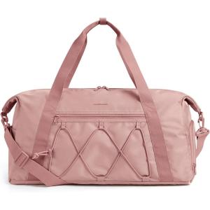 BAGSMART Gym Bag With Shoe Compartment & Wet Pocket, Lightweight Sports Travel Duffel Bag, Carry On Bag Weekender Overnight Bag, Water Resistant Sports Gym Tote Bags Swimming Yoga, Almond Oil(Dark Pink)
