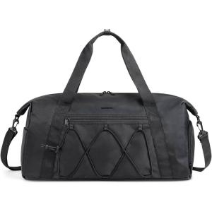 BAGSMART Gym Bag With Shoe Compartment & Wet Pocket, Lightweight Sports Travel Duffel Bag, Carry On Bag Weekender Overnight Bag, Water Resistant Sports Gym Tote Bags Swimming Yoga, Almond Oil(Black)