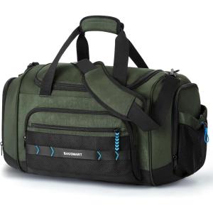 BAGSMART Gym Bag for Men & Women, Sports Travel Duffel Bag Carry-on Bag, Lightweight Weekend Overnight Bag with Shoe Compartment & Wet Pocket, Water-resistant Workout Duffle Bag for Travel Gym -Black(Green)